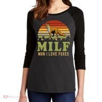 Man I Love Foxes Funny Milf Party Joke For Fox Lover Women's Tri-Blend 3/4-Sleeve Raglan Shirt thumb 2