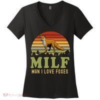 Man I Love Foxes Funny Milf Party Joke For Fox Lover Women's V-Neck T-Shirt thumb 0