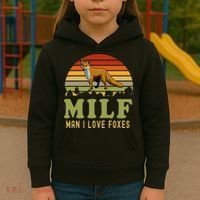 Man I Love Foxes Funny Milf Party Joke For Fox Lover Kids Hoodie thumb 3