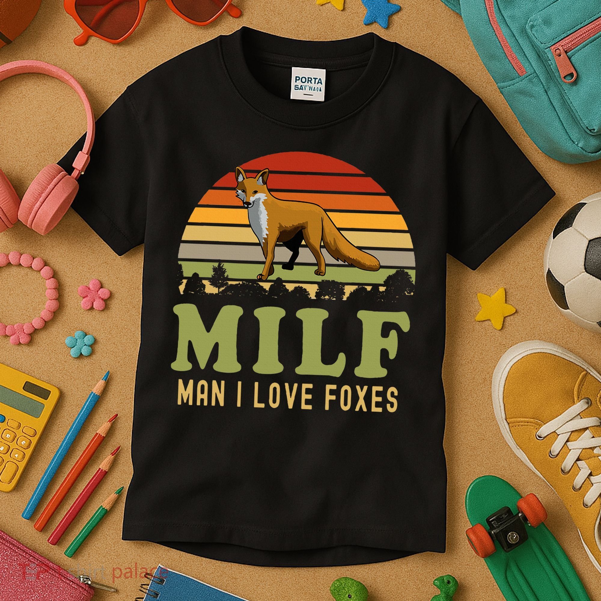 Man I Love Foxes Funny Milf Party Joke For Fox Lover Kids T-Shirt