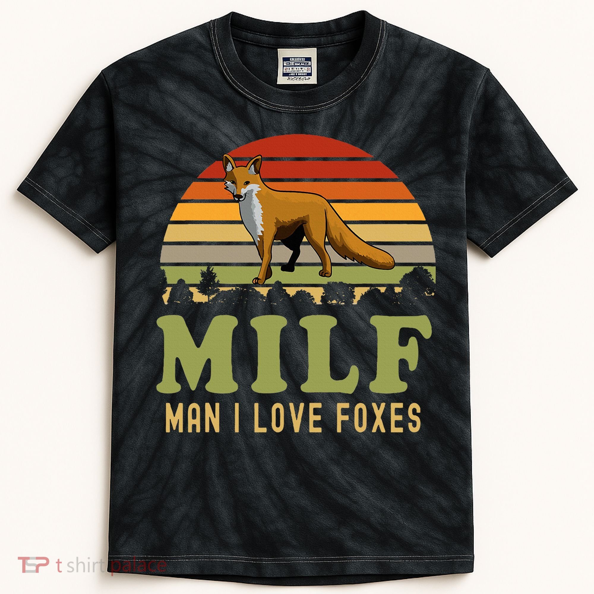 Man I Love Foxes Funny Milf Party Joke For Fox Lover Kids Tie-Dye T-Shirt