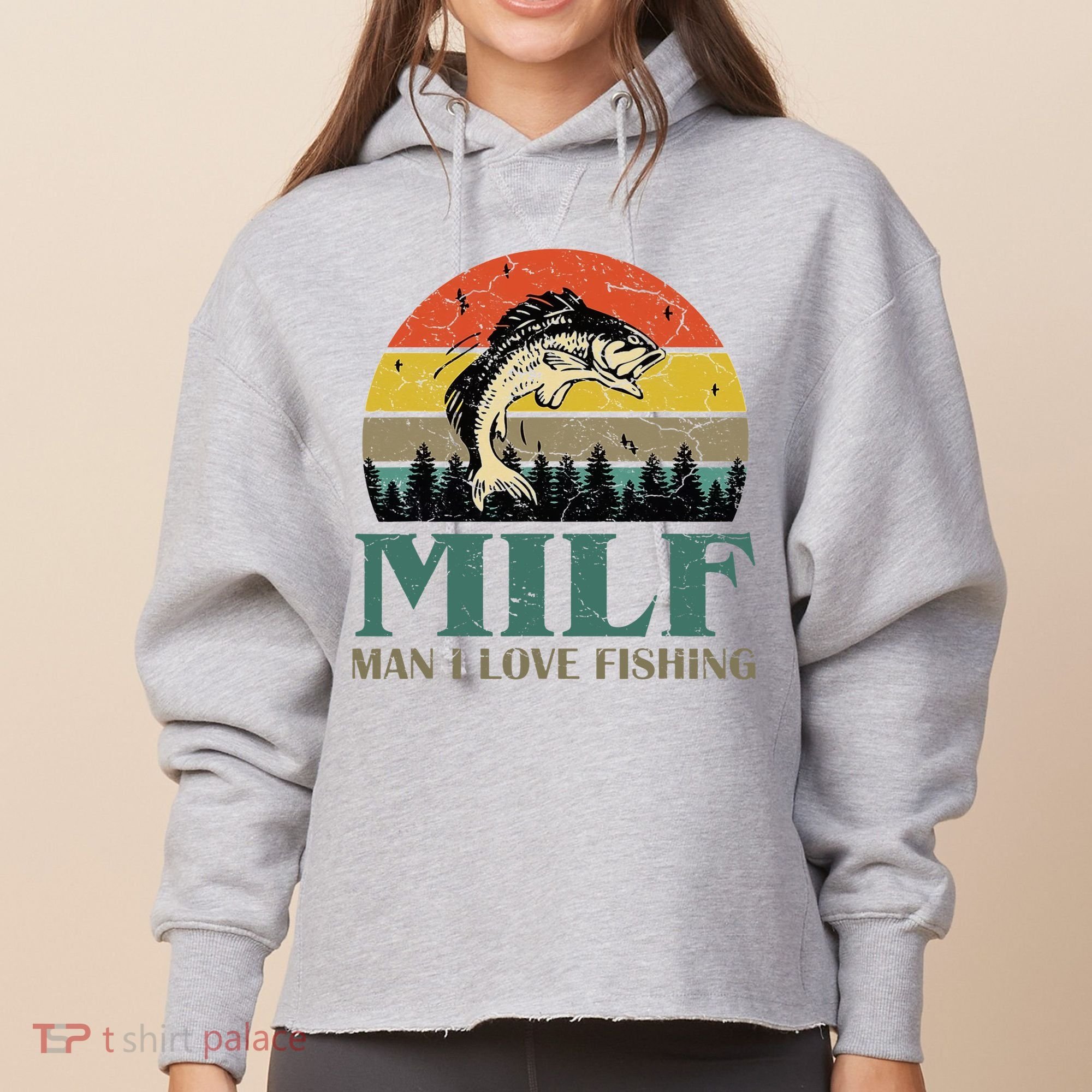 Man I Love Fishing Funny Ladies Heavyweight Boxy Pullover Hoodie