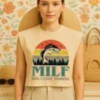 Man I Love Fishing Funny Garment-Dyed Women's Muscle Tee thumb 4