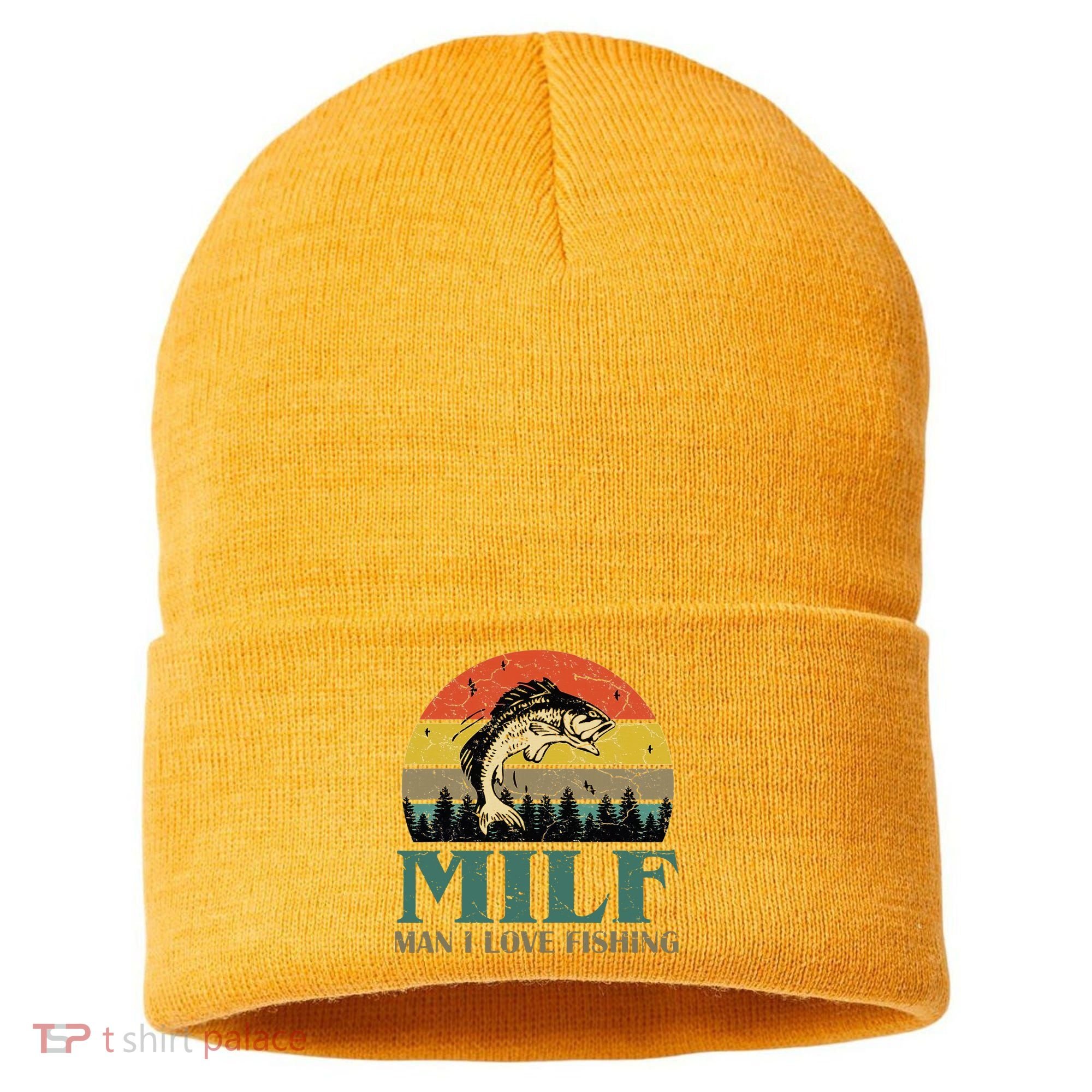 Man I Love Fishing Funny Sustainable Knit Beanie