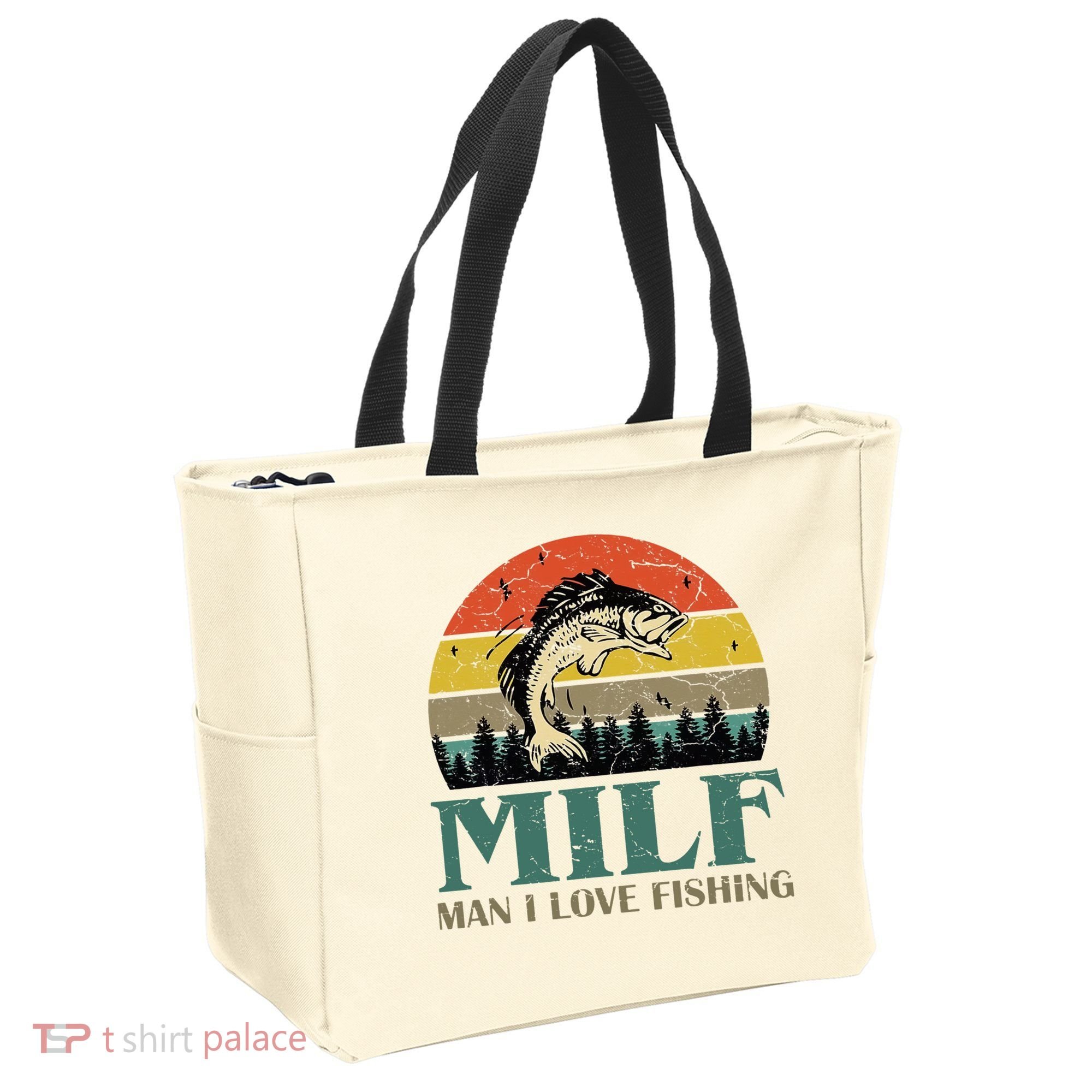 Man I Love Fishing Funny Tote Bag
