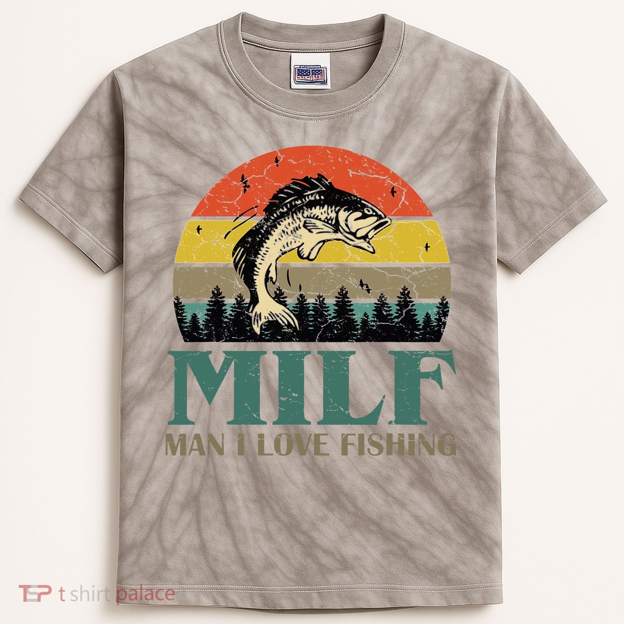 Man I Love Fishing Funny Kids Tie-Dye T-Shirt