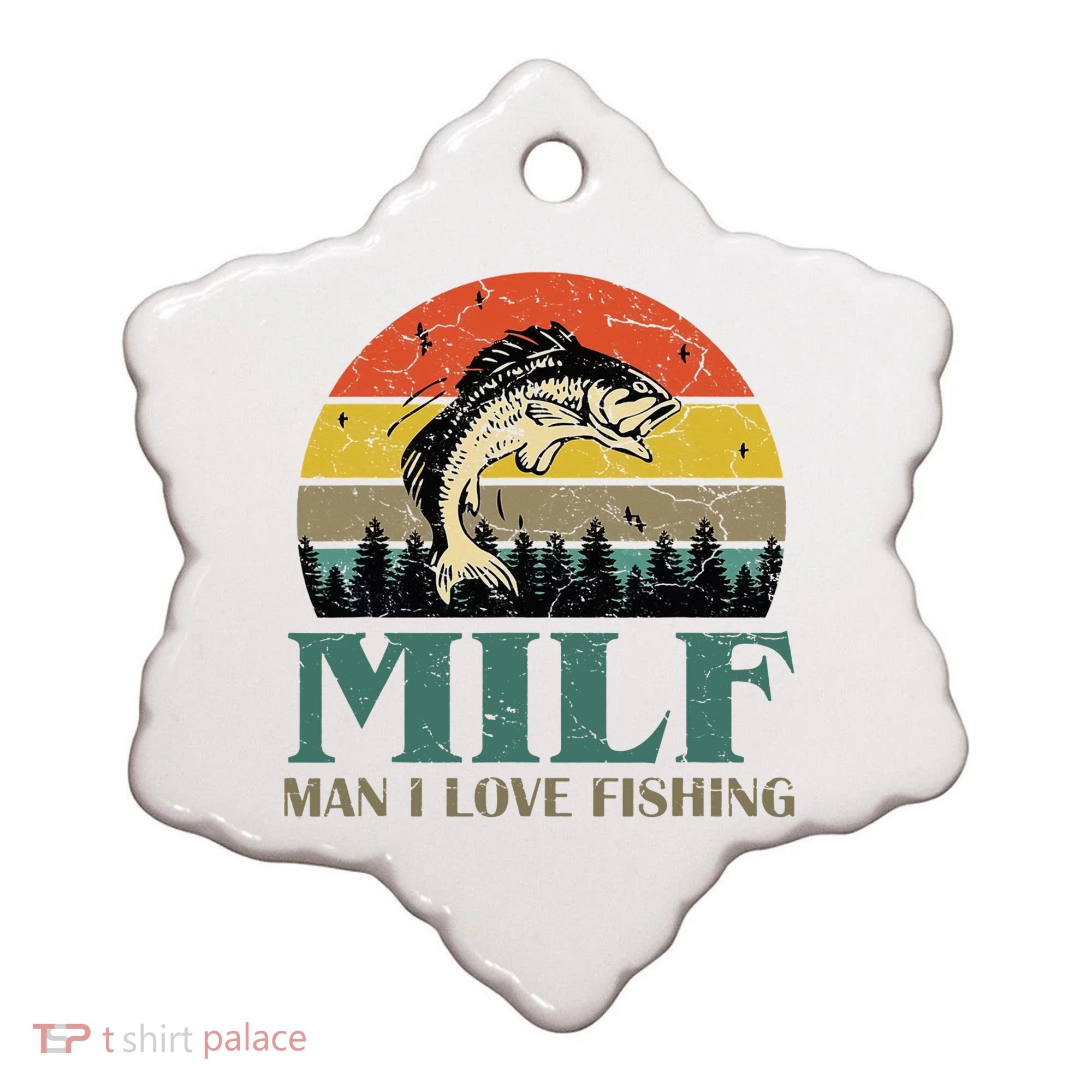 Man I Love Fishing Funny Ceramic Ornament