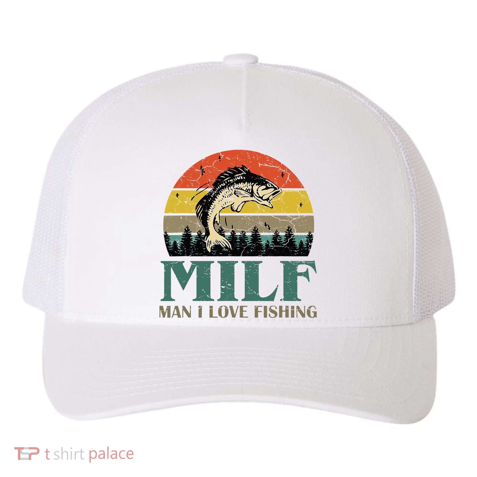 Man I Love Fishing Funny Yupoong Adult 5-Panel Trucker Hat