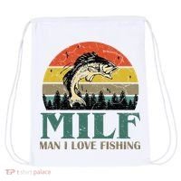 Man I Love Fishing Funny Drawstring Bag thumb 0