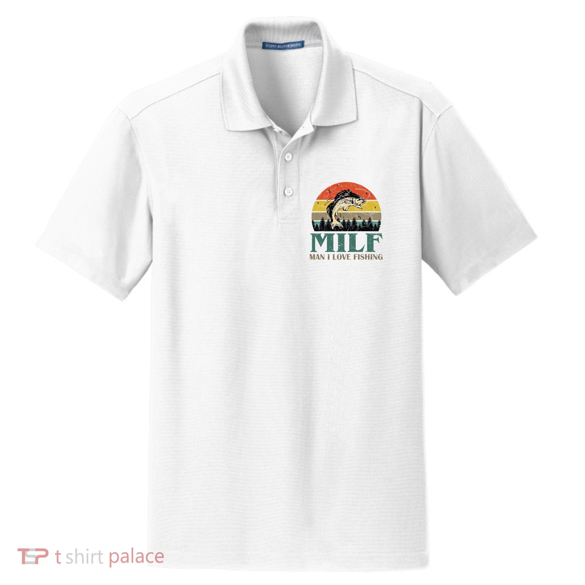 Man I Love Fishing Funny Dry Zone Grid Polo