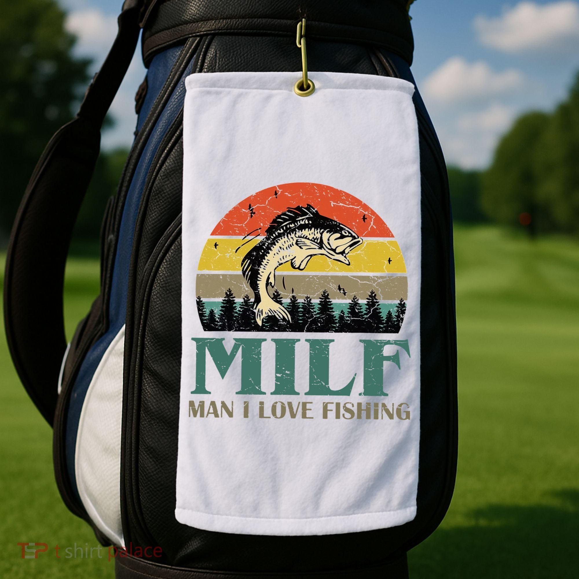 Man I Love Fishing Funny Golf Towel