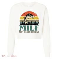 Man I Love Fishing Funny Cropped Pullover Crew thumb 0