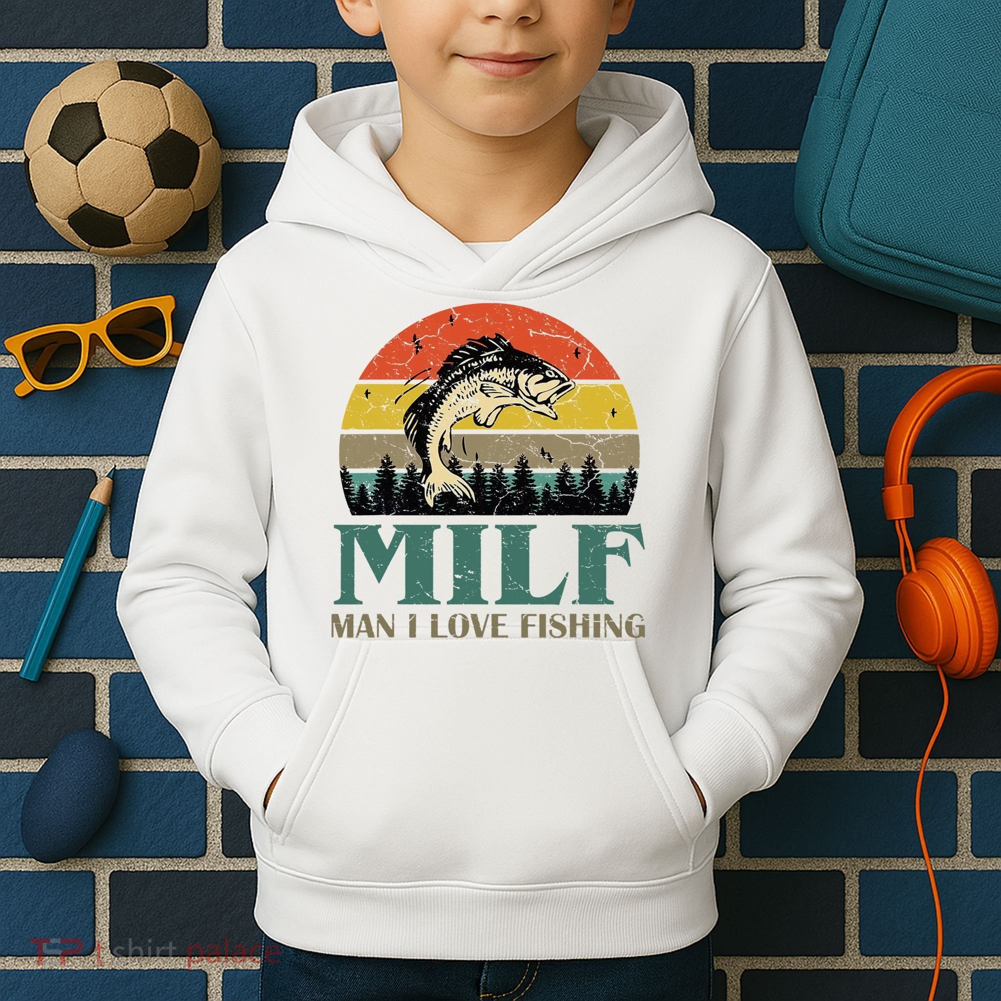 Man I Love Fishing Funny Kids Hoodie