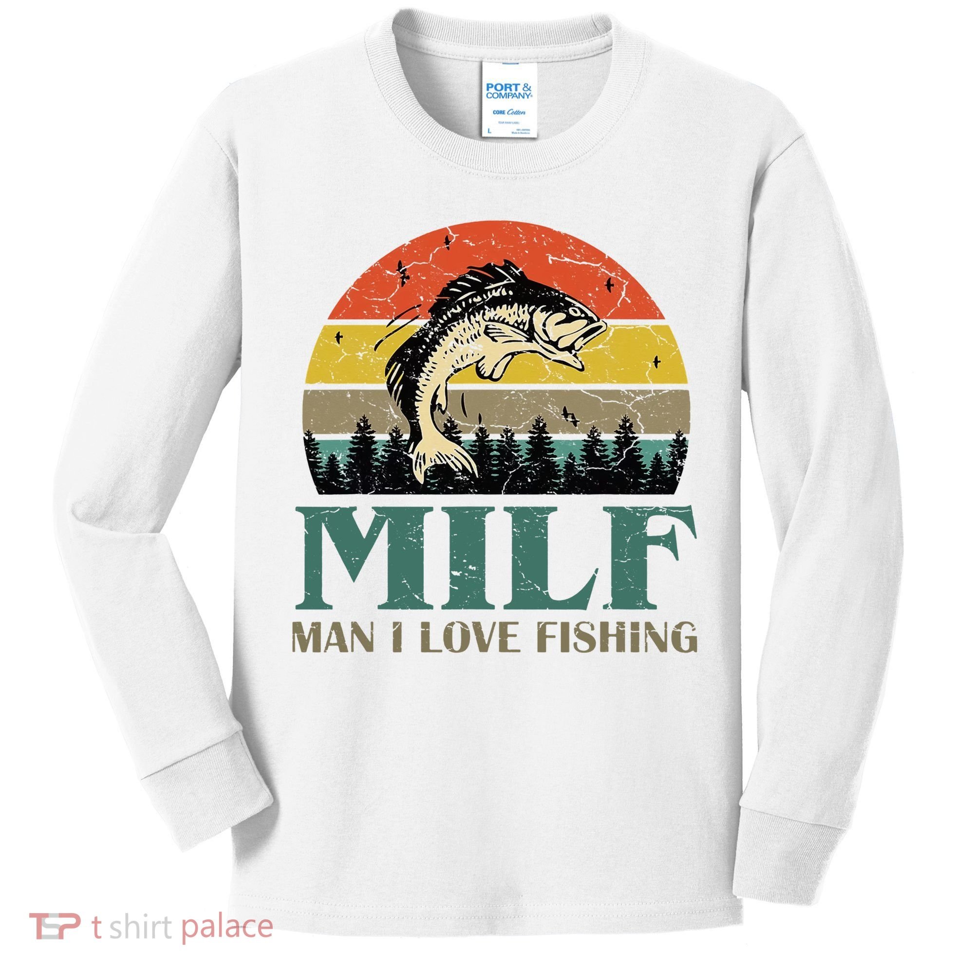 Man I Love Fishing Funny Kids Long Sleeve Shirt