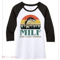 Man I Love Fishing Funny Women's Tri-Blend 3/4-Sleeve Raglan Shirt thumb 0