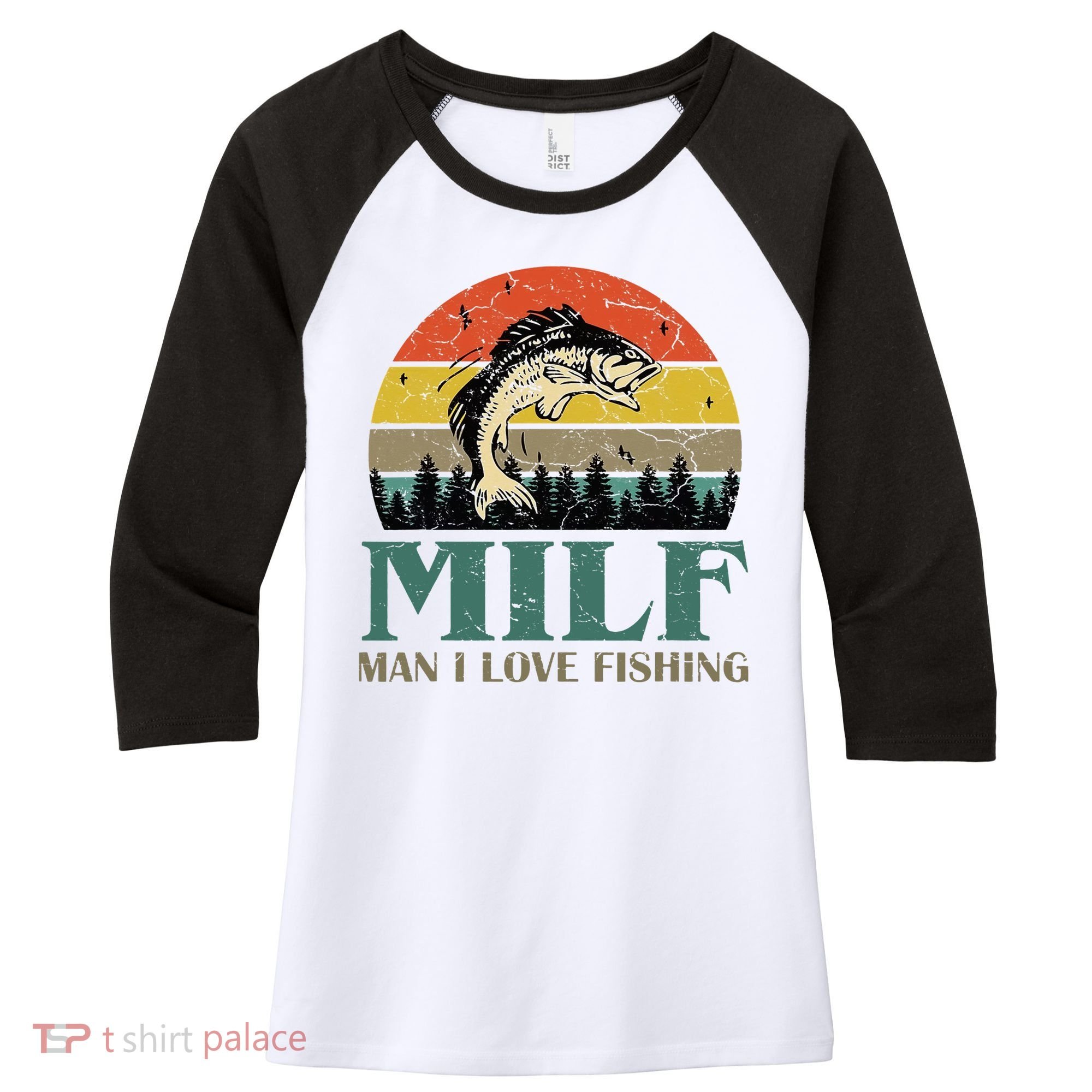 Man I Love Fishing Funny Women's Tri-Blend 3/4-Sleeve Raglan Shirt