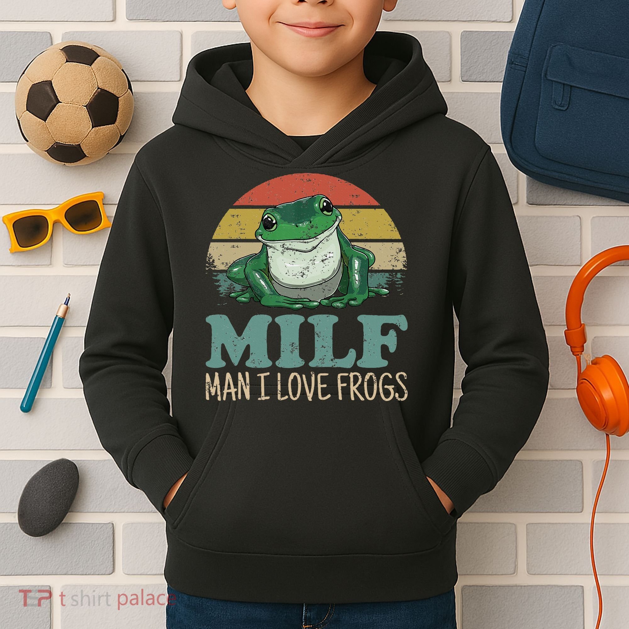 MILFMan I Love Frogs Funny Saying Kids Hoodie