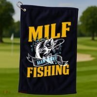 Man I Love Fishing MILF Hook Camping Fish Funny Golf Towel thumb 1