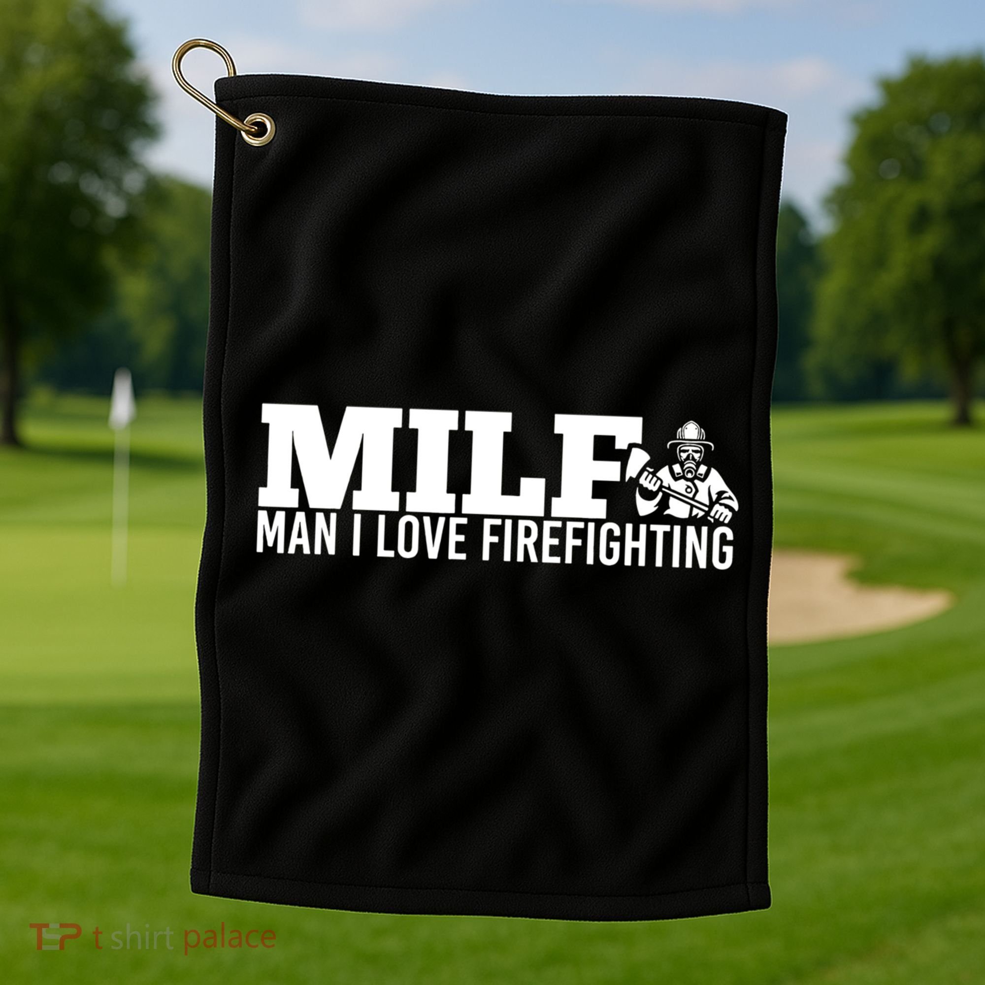 Milf: I Love Firefighting Funny Firefighter Fire Gift Golf Towel