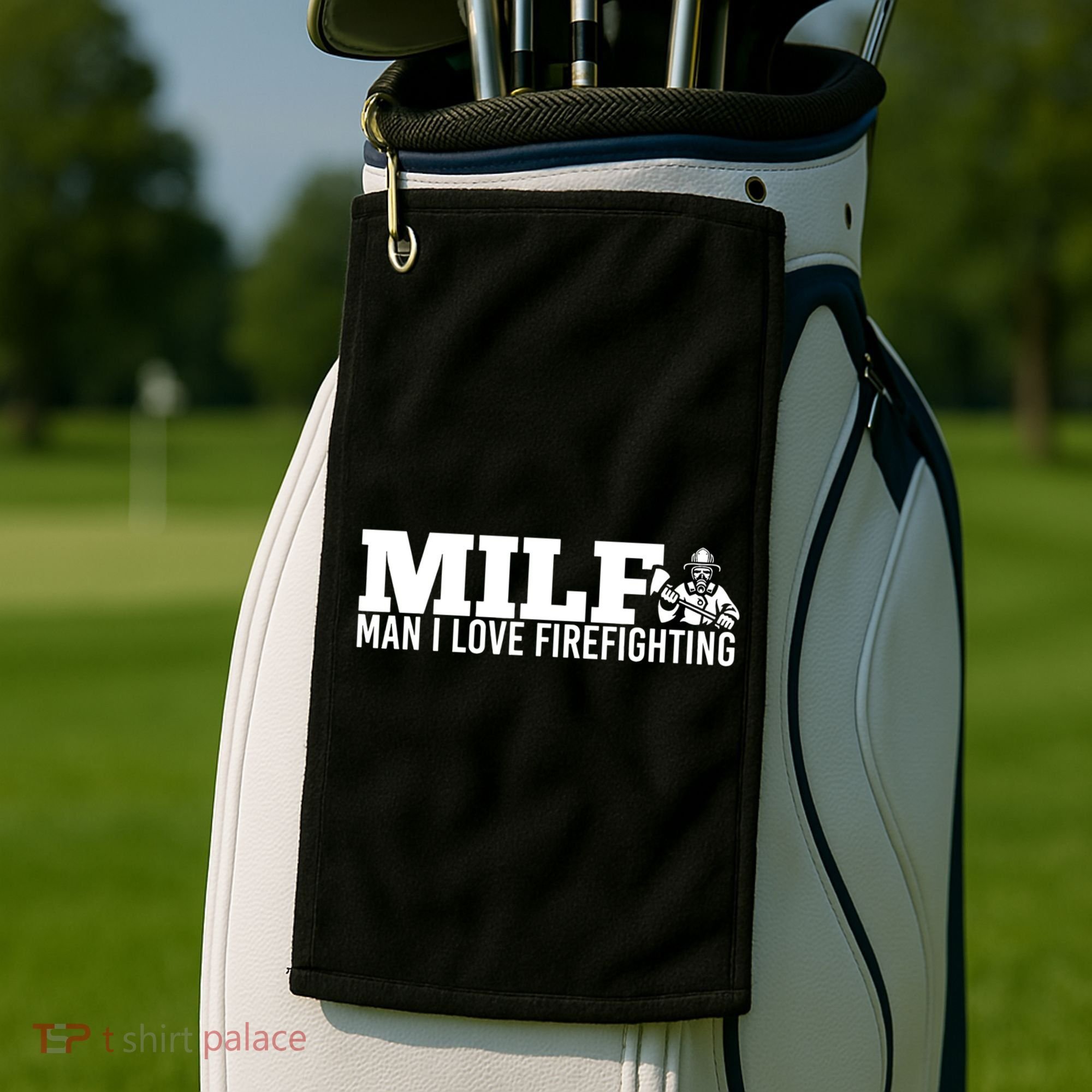 Milf: I Love Firefighting Funny Firefighter Fire Gift Golf Towel