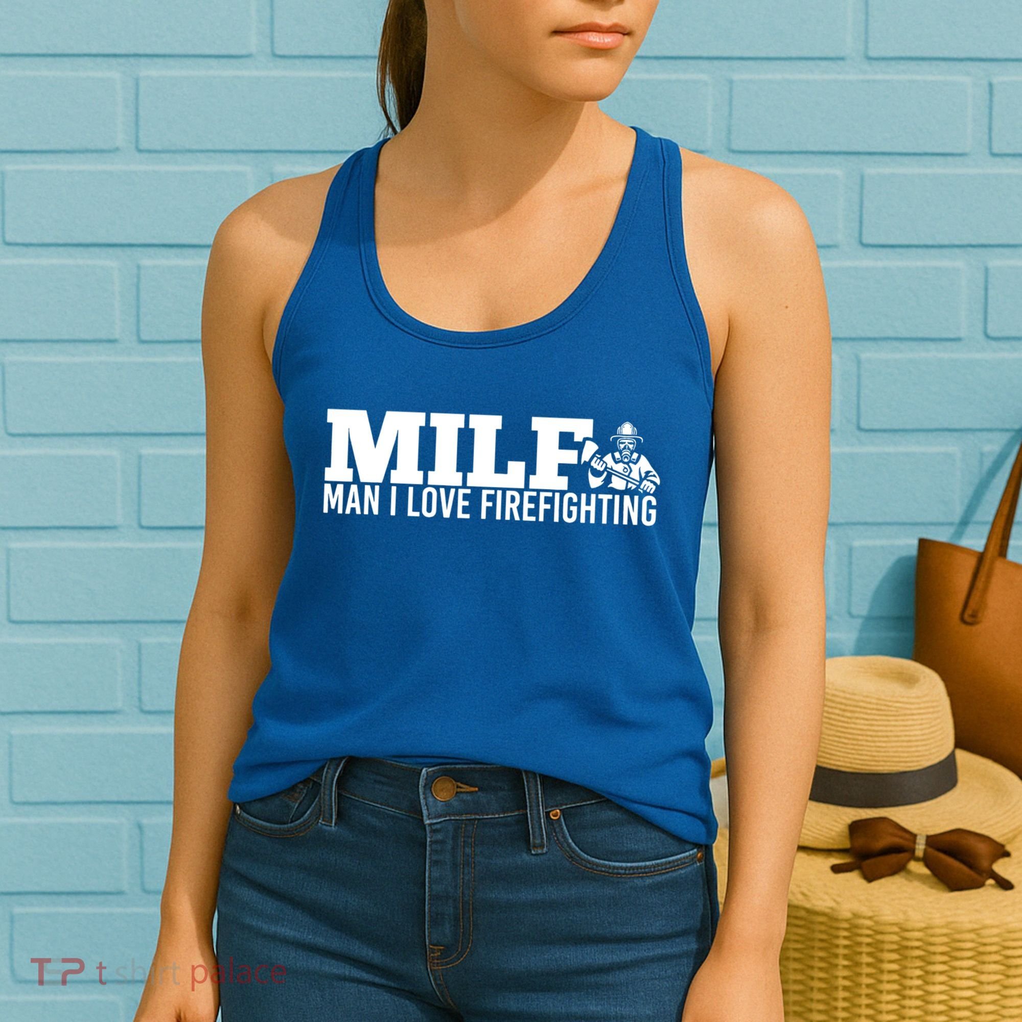 Milf: I Love Firefighting Funny Firefighter Fire Gift Women's Tank Top