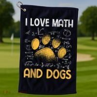 Mathematics I Love Dogs And Math Golf Towel thumb 1