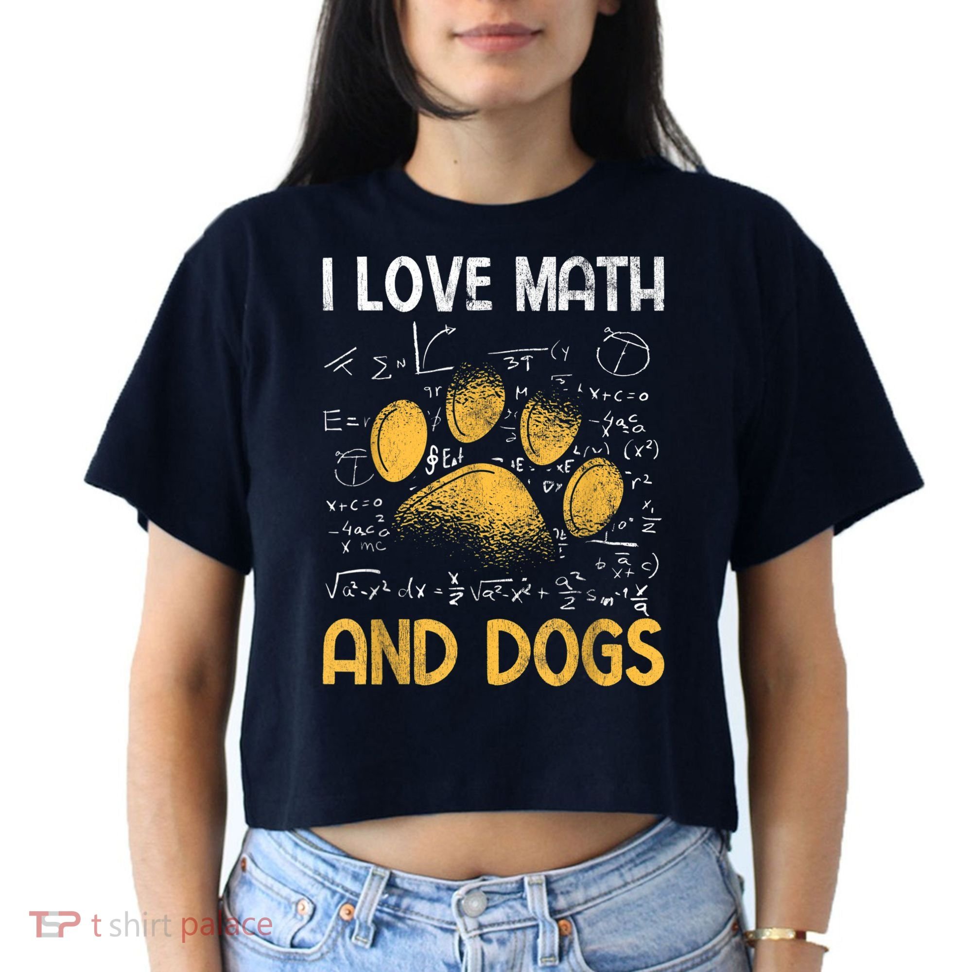 Mathematics I Love Dogs And Math Women's Crop Top Tee