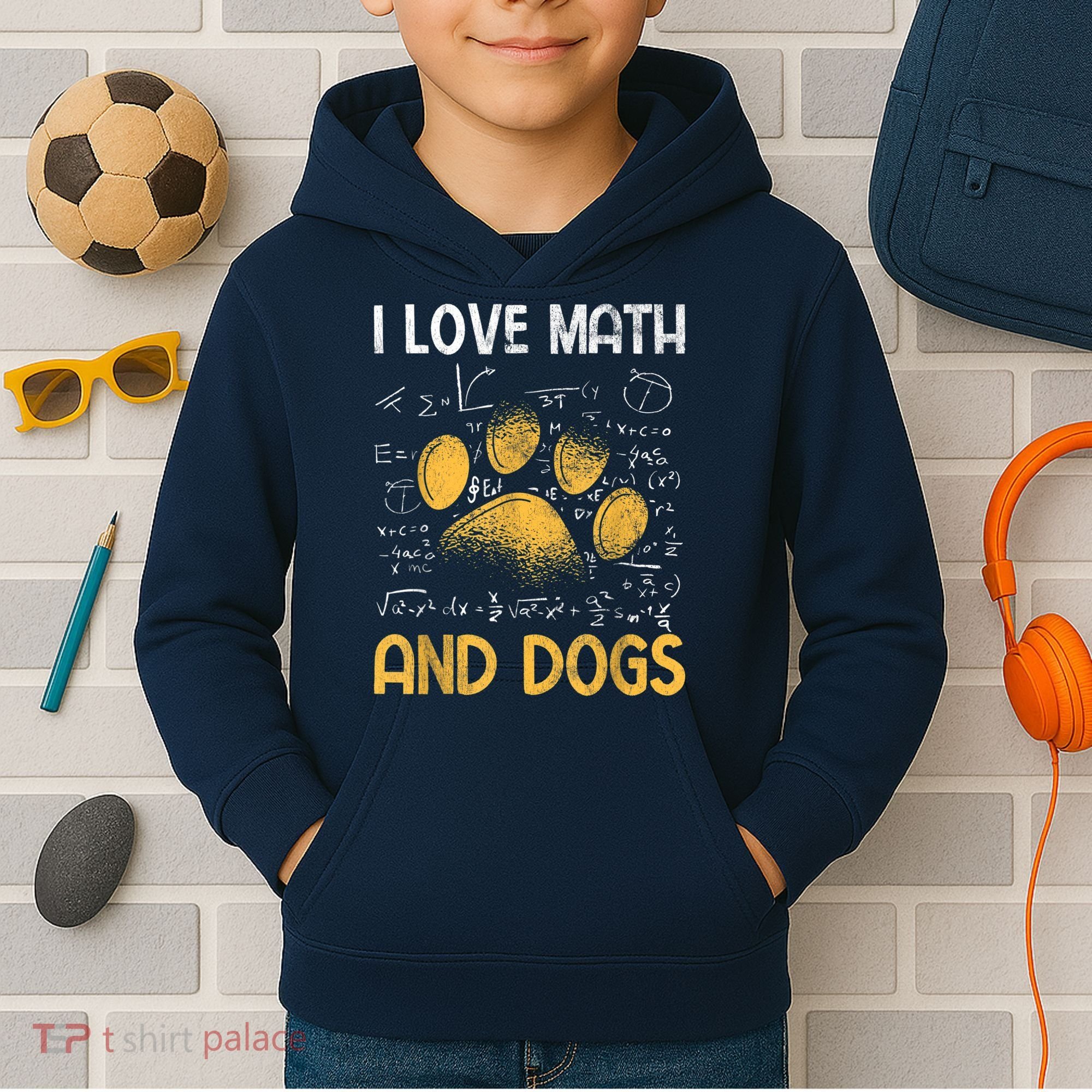 Mathematics I Love Dogs And Math Kids Hoodie