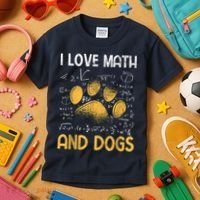 Mathematics I Love Dogs And Math Kids T-Shirt thumb 3