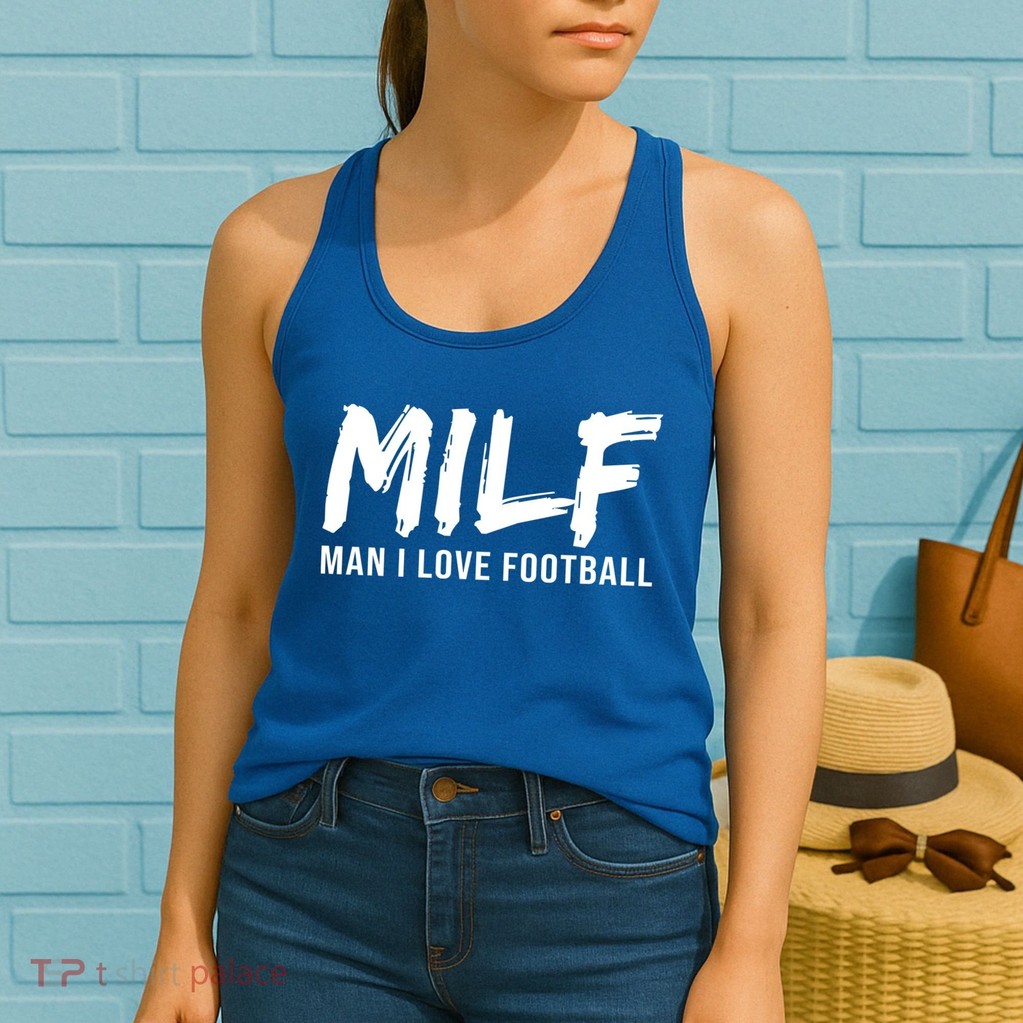 Man I Love Football Funny MILF Women's Tank Top