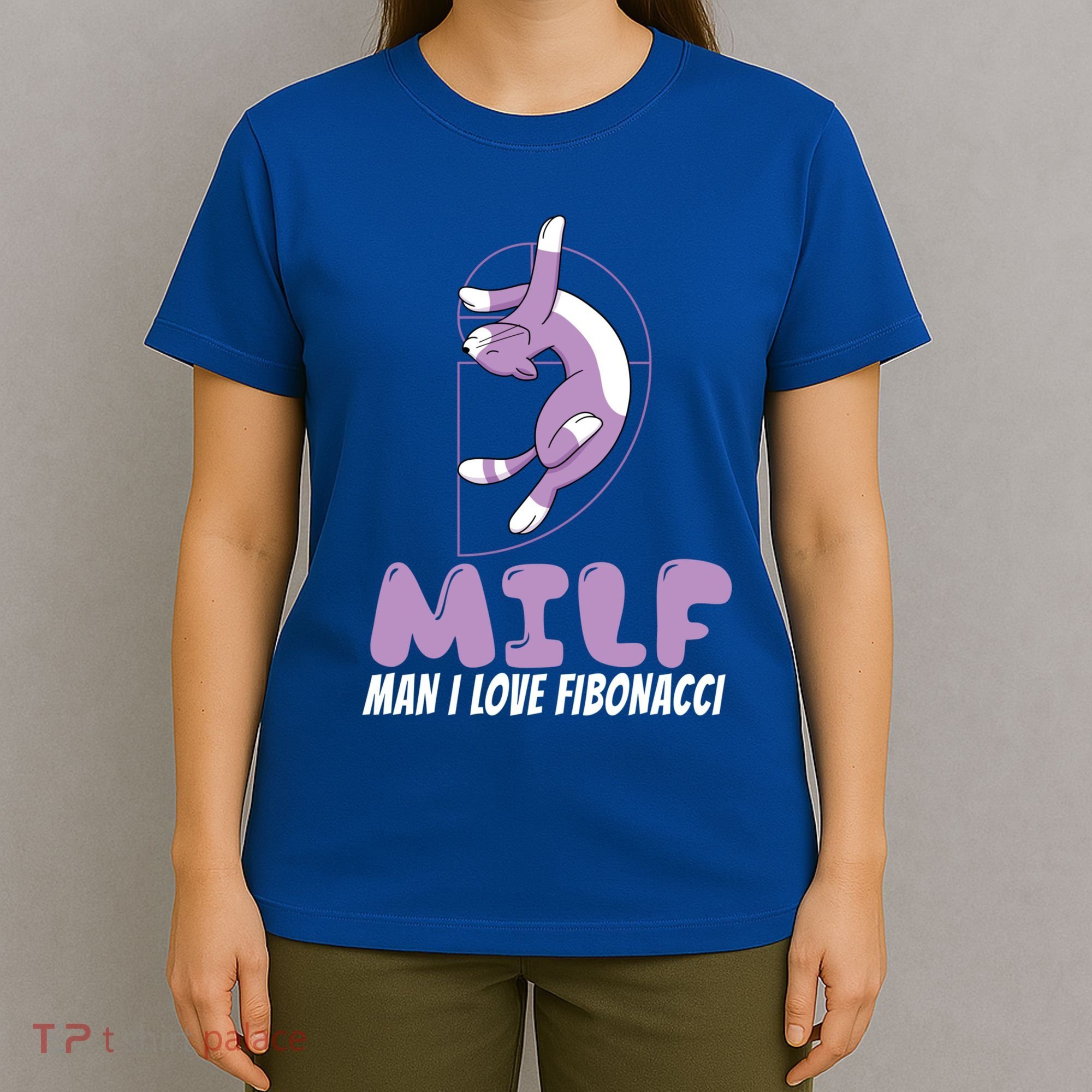 Man I Love Fibonacci Cartoon Cat Feline Funny Gag Math Joke Gift T-Shirt