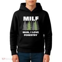 Man I Love Forestry Funny Logger Lumber Kids Hoodie thumb 4