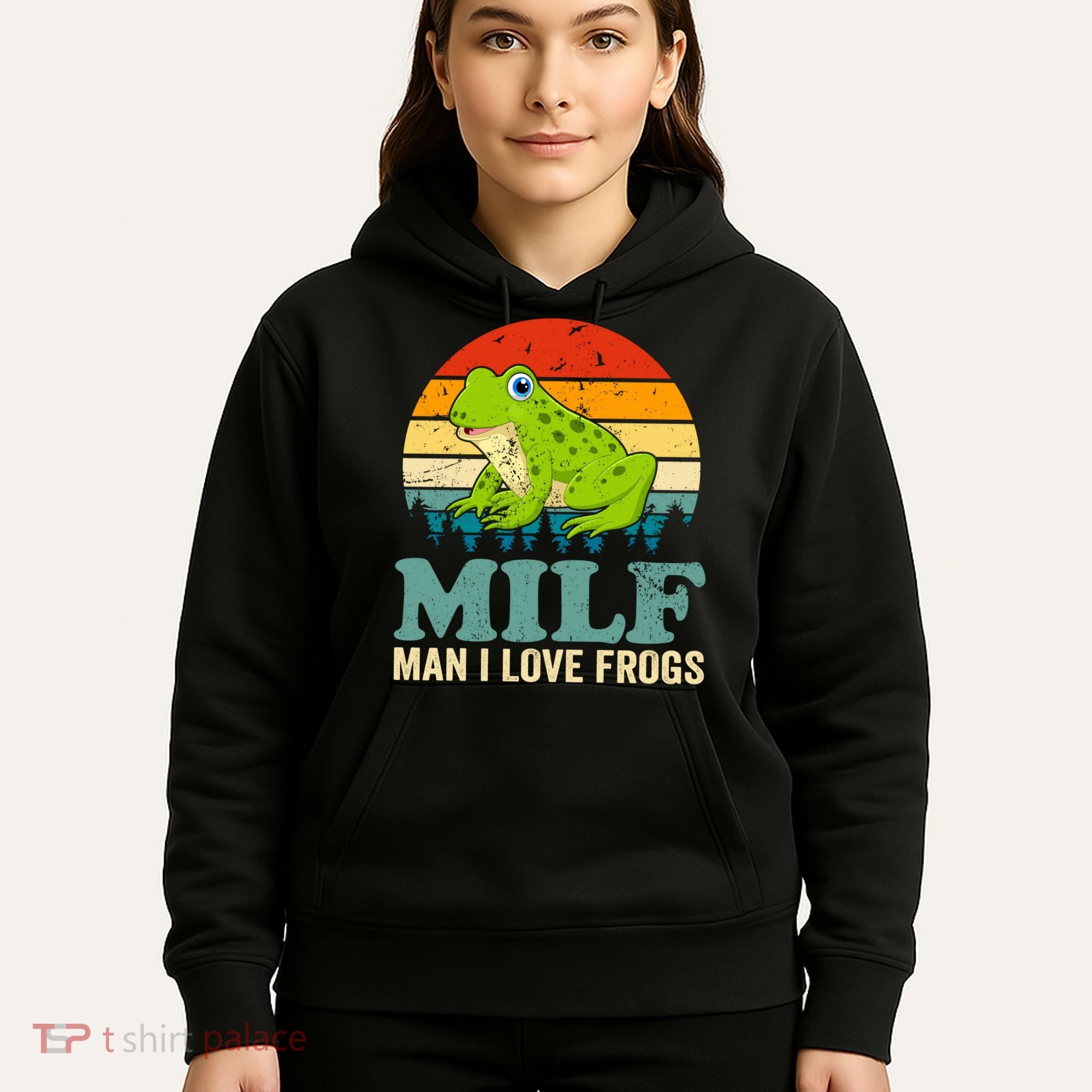 Man I Love Frogs Funny Graphic Plus Size Hoodie