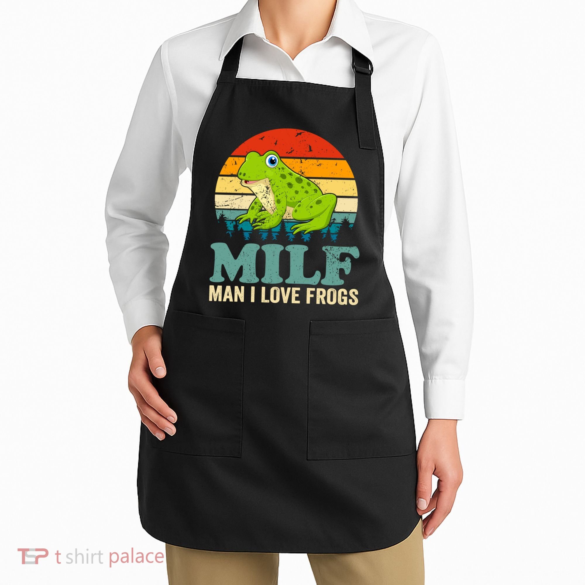 Man I Love Frogs Funny Graphic Plus Size Apron