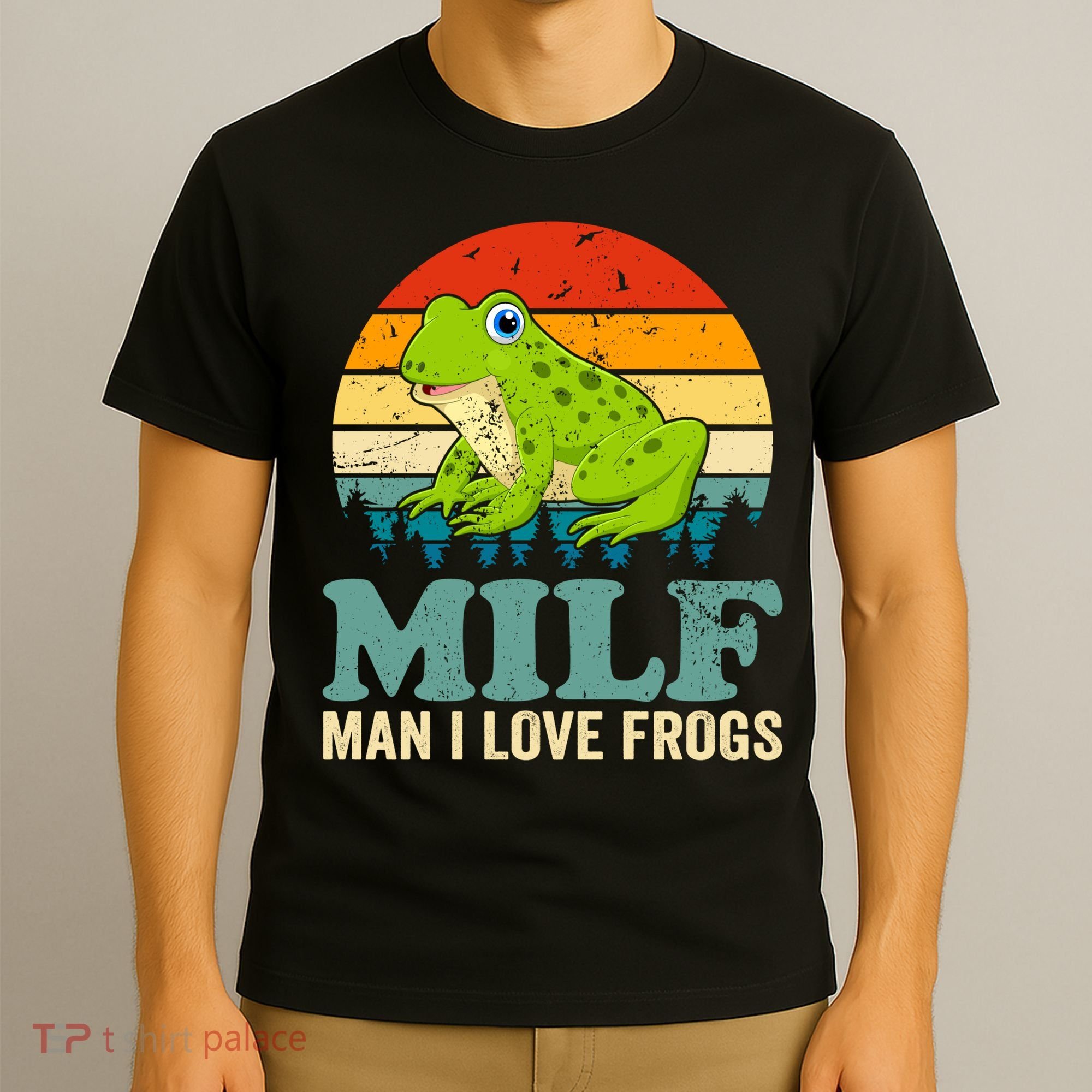 Man I Love Frogs Funny Graphic Plus Size T-Shirt