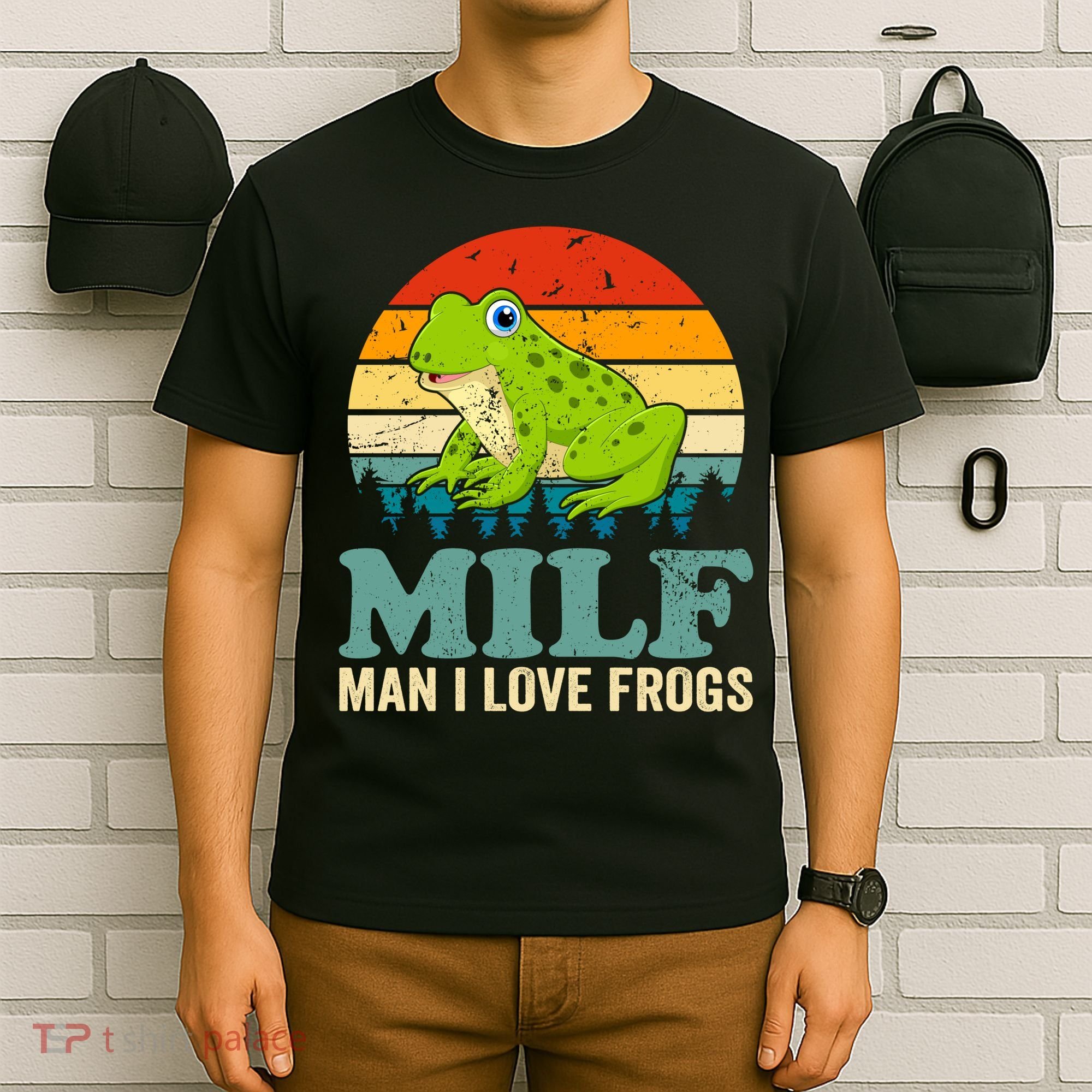 Man I Love Frogs Funny Graphic Plus Size T-Shirt