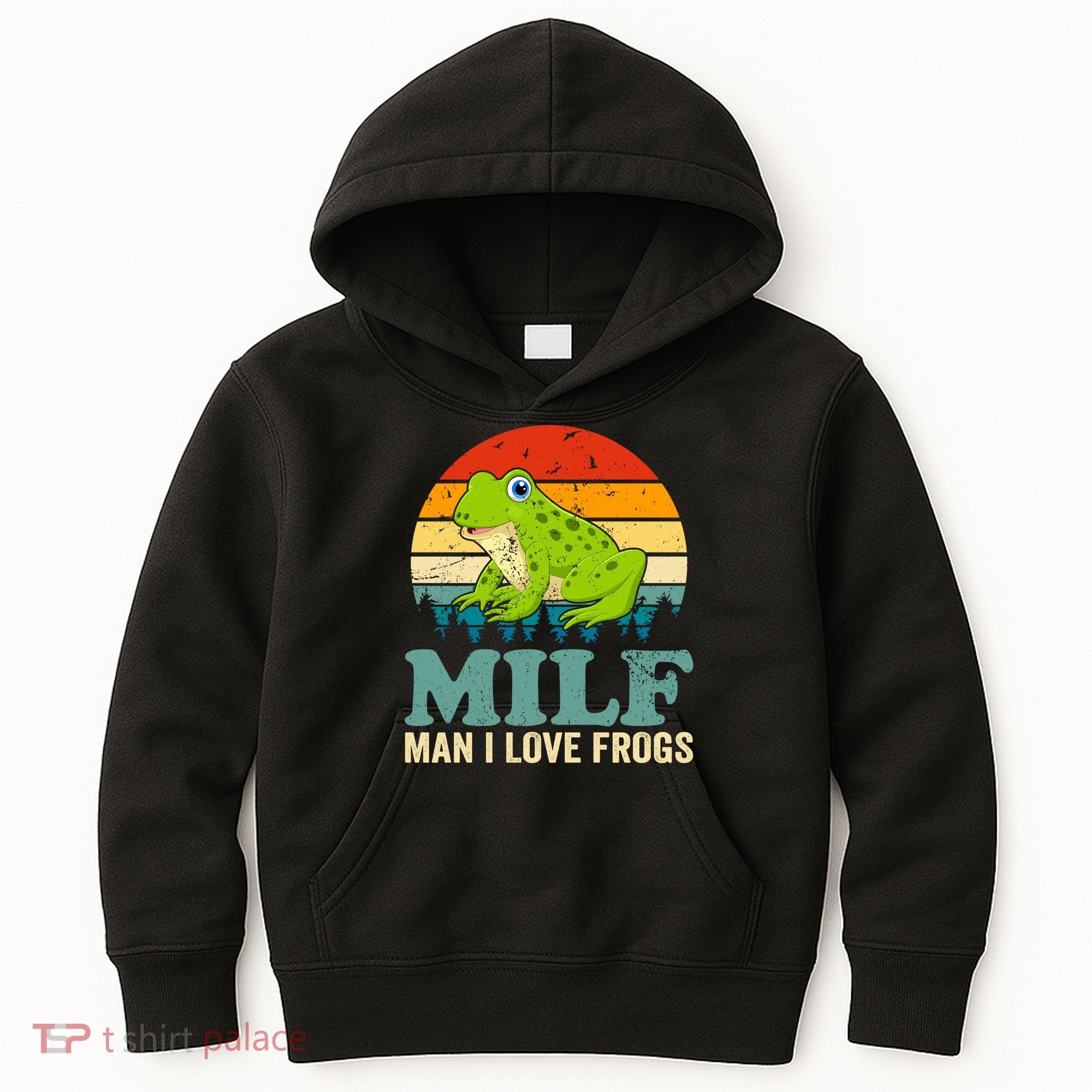 Man I Love Frogs Funny Graphic Plus Size Kids Hoodie