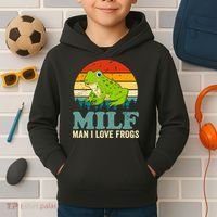 Man I Love Frogs Funny Graphic Plus Size Kids Hoodie thumb 2