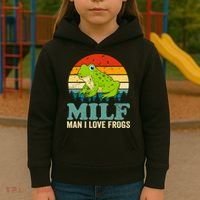 Man I Love Frogs Funny Graphic Plus Size Kids Hoodie thumb 3
