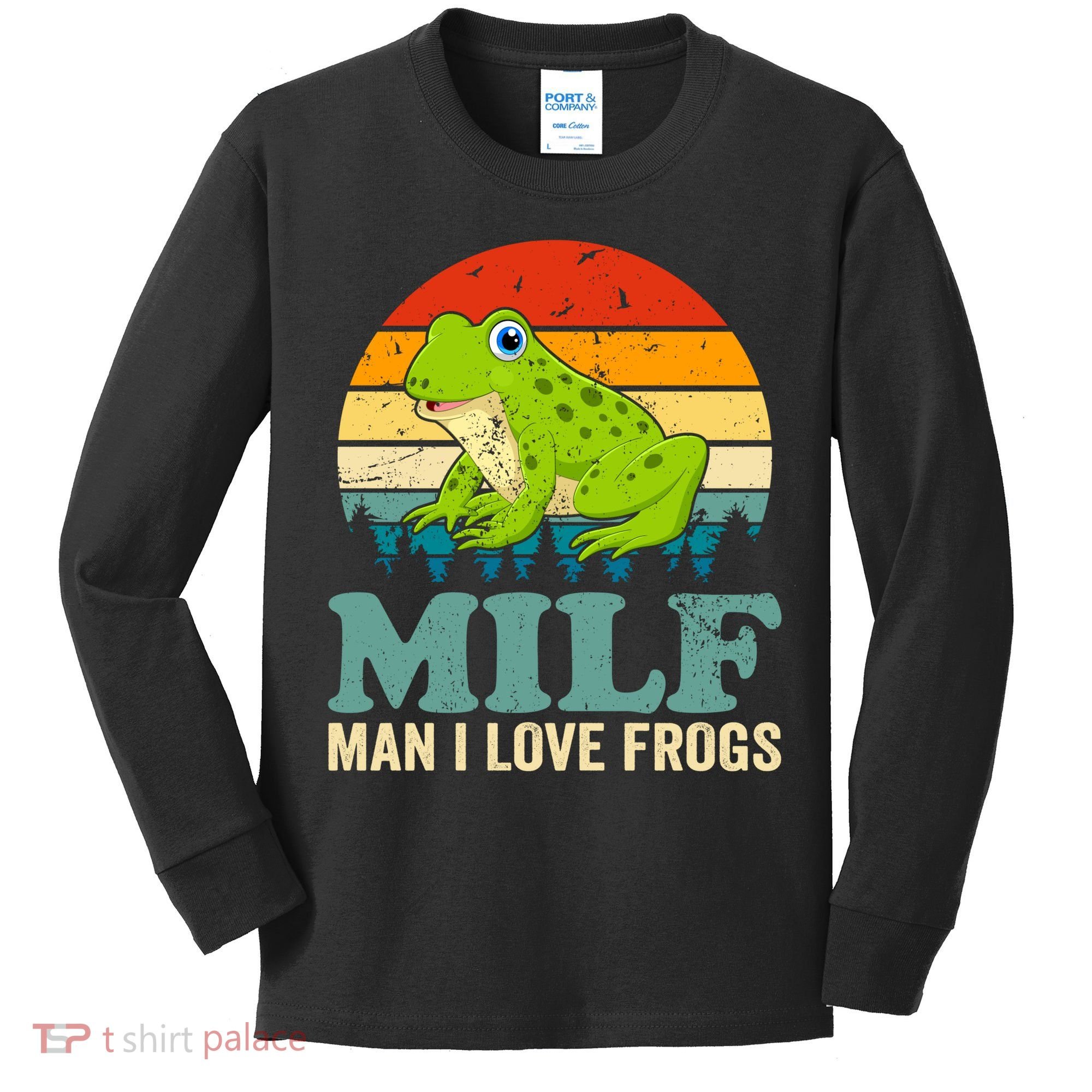 Man I Love Frogs Funny Graphic Plus Size Kids Long Sleeve Shirt