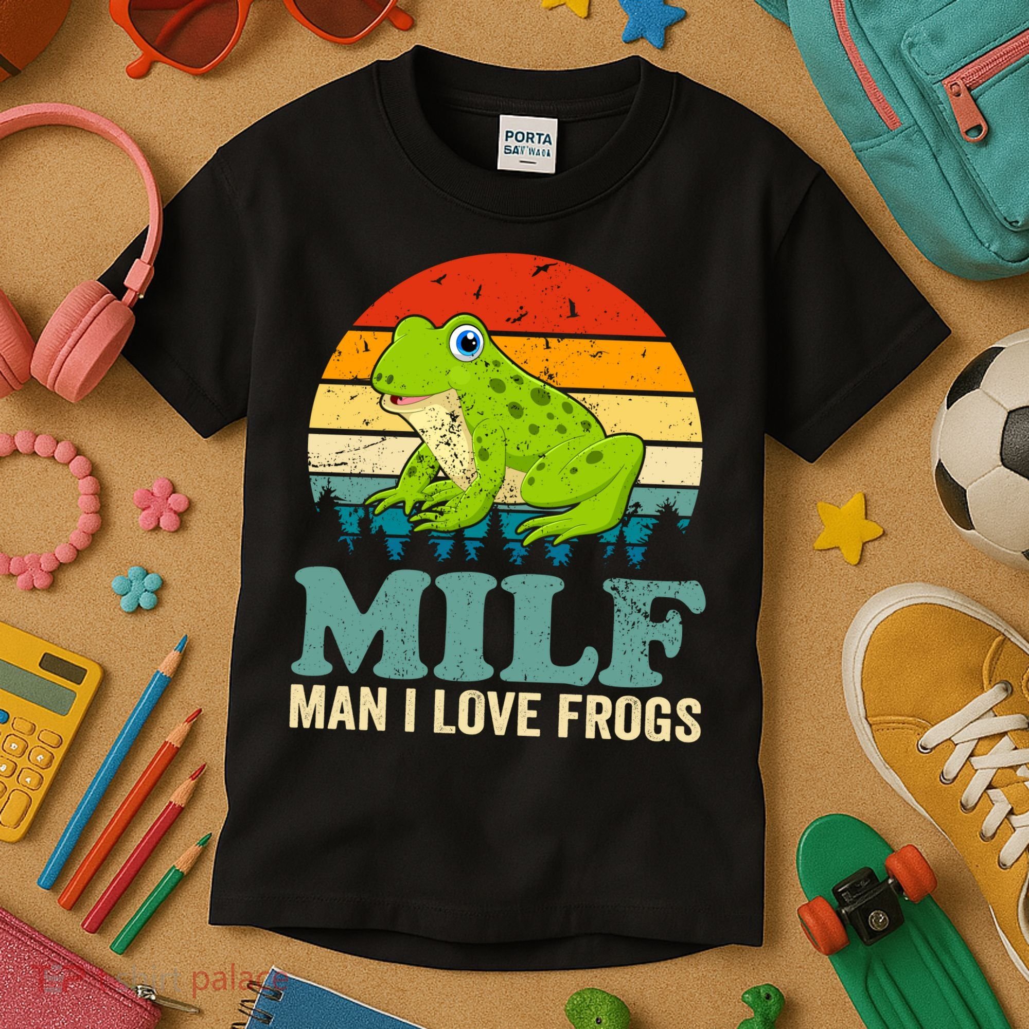 Man I Love Frogs Funny Graphic Plus Size Kids T-Shirt