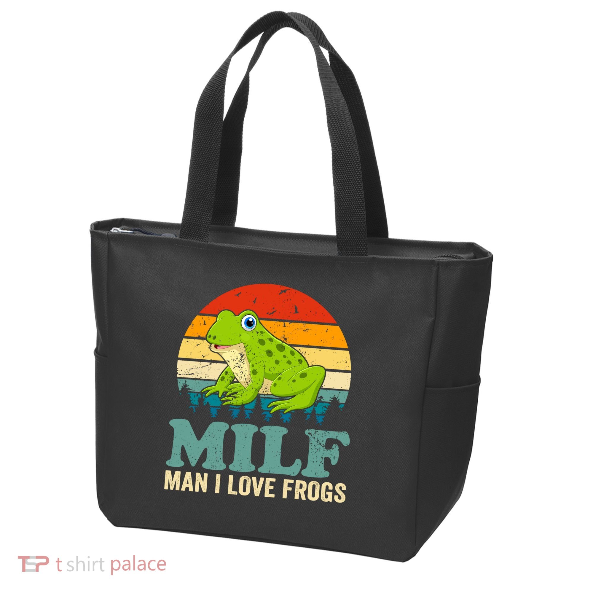 Man I Love Frogs Funny Graphic Plus Size Tote Bag