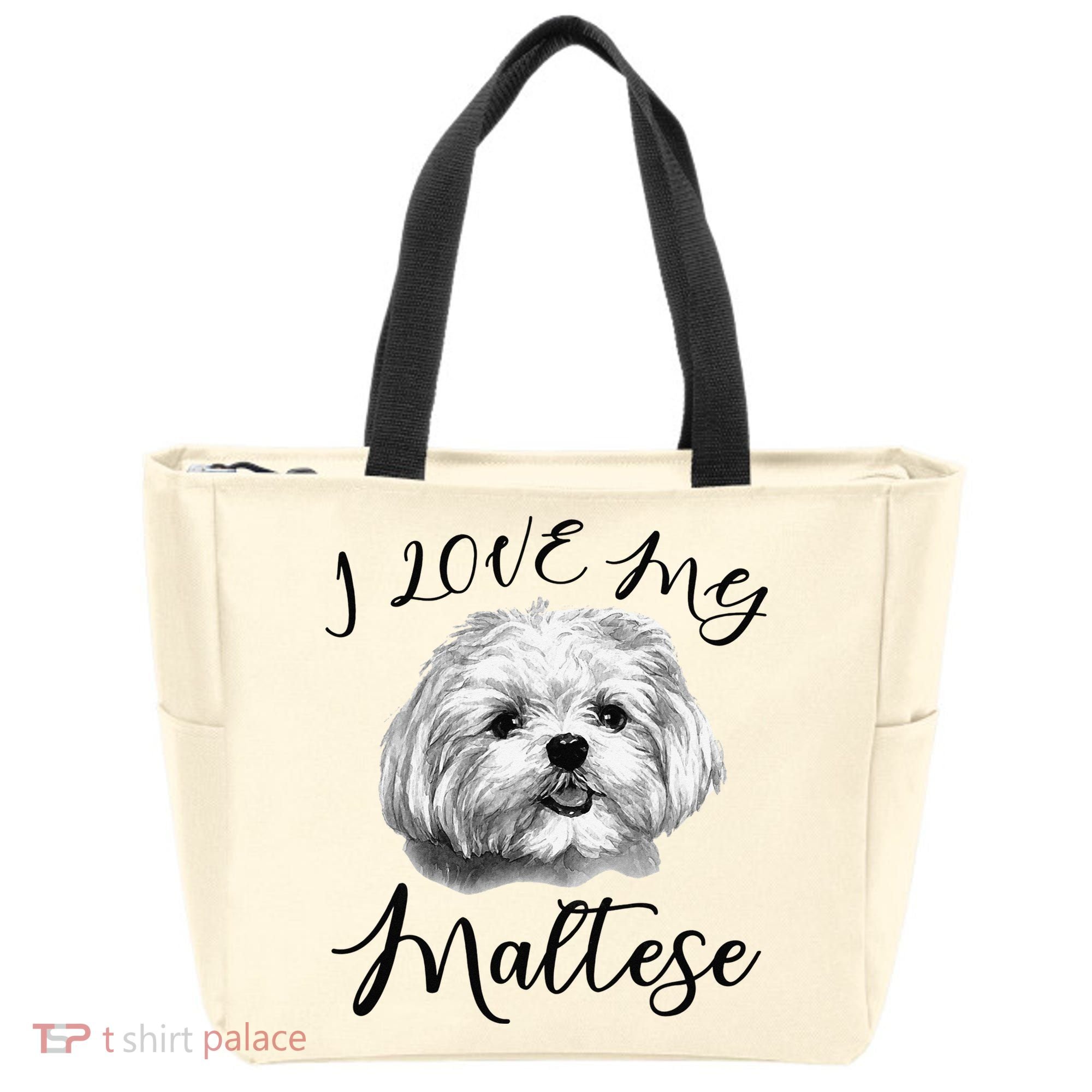 Maltese I Love My Maltese Dog Tote Bag