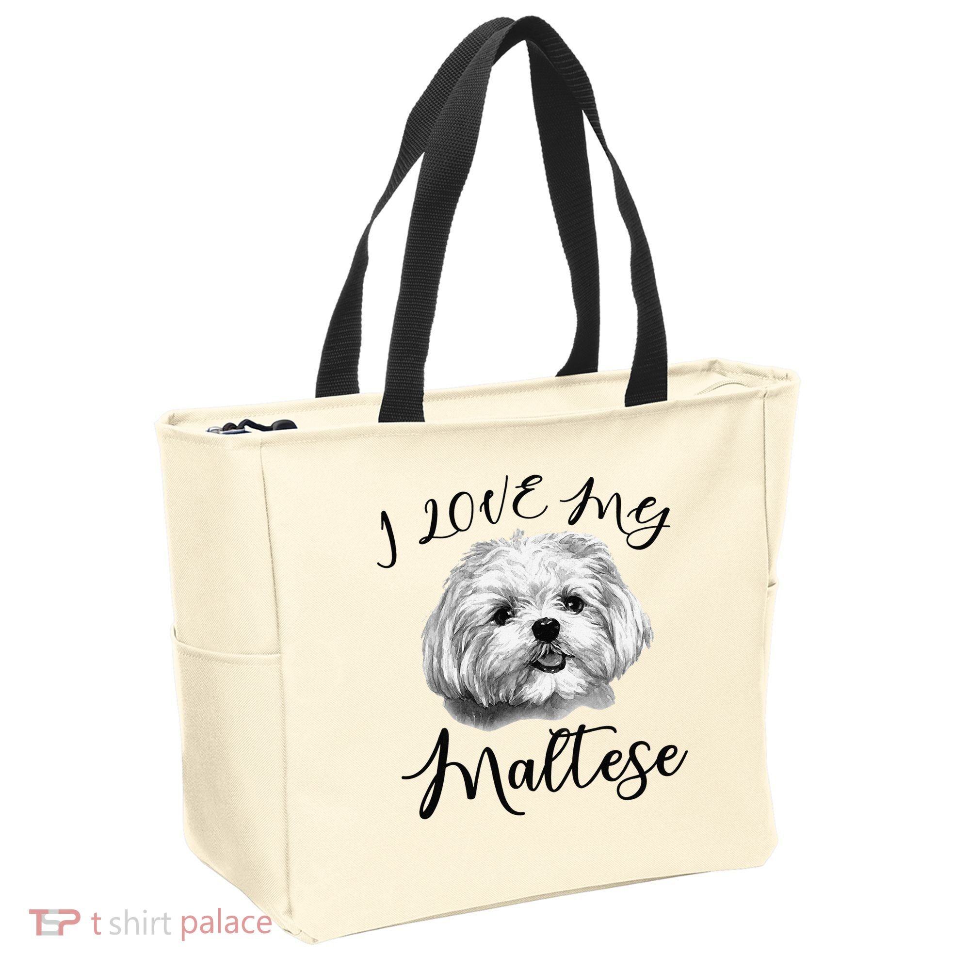 Maltese I Love My Maltese Dog Tote Bag