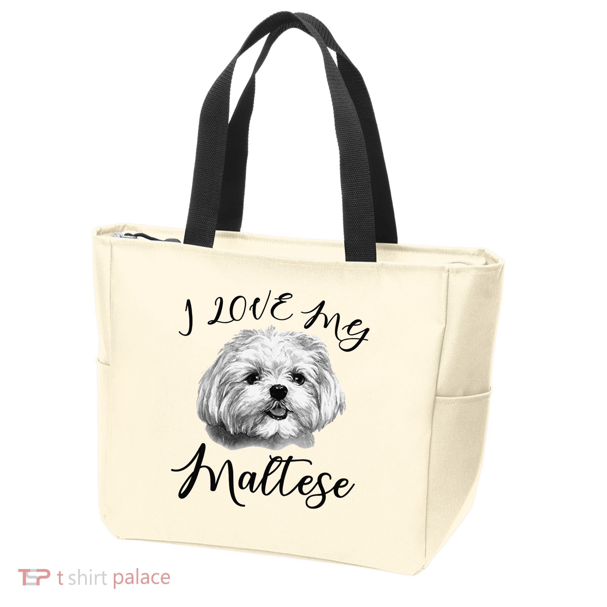 Maltese I Love My Maltese Dog Tote Bag