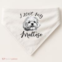 Maltese I Love My Maltese Dog USA-Made Doggie Bandana thumb 0
