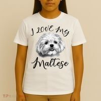 Maltese I Love My Maltese Dog T-Shirt thumb 4