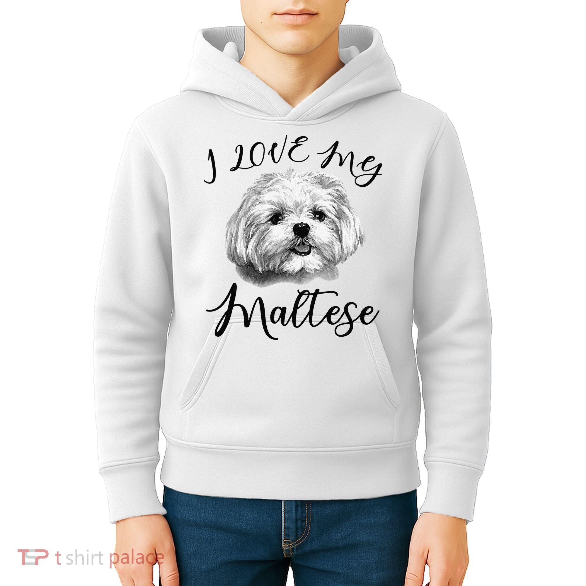 Maltese I Love My Maltese Dog Kids Hoodie