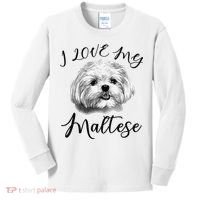 Maltese I Love My Maltese Dog Kids Long Sleeve Shirt thumb 0