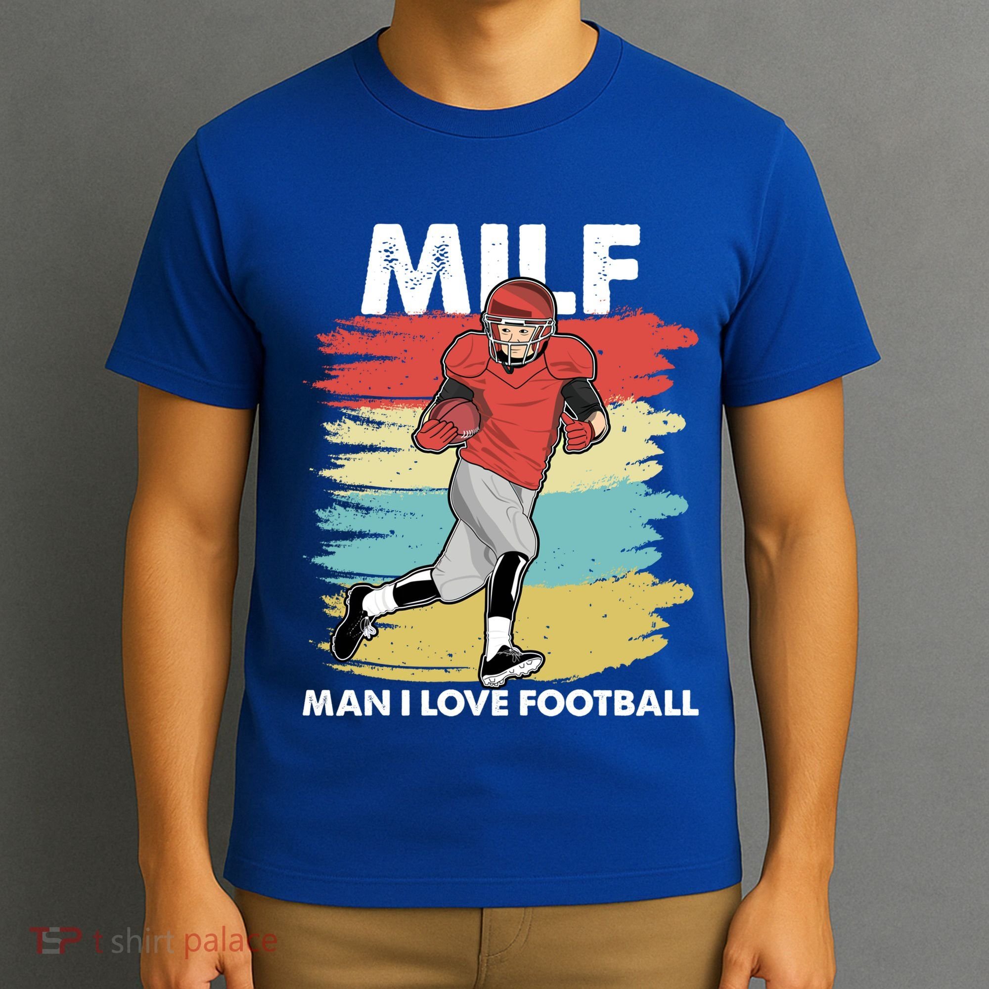 Milf I Love Football Funny Retro American Football Fun Great Gift T-Shirt